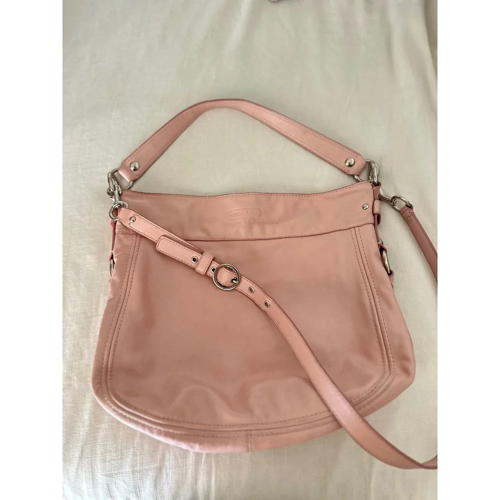 Vintage Blush PINK COACH Large Zoe Leather Hobo Bag Y2K Convertible F14706 🌸💕